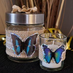 Decorative Jar with Scented Epsom Salts, Matching Votive Candle
